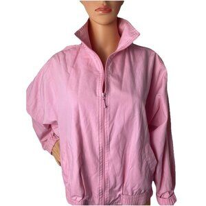 Vtg 80’s Koret Francisca Pink Jacket Windbreaker Style Sz Lg Cotton Barbie Core